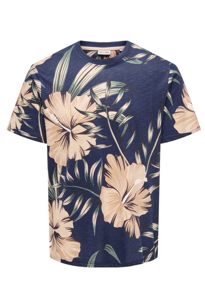 ONSKLOP REG SS FLORAL TEE NOOS 22022164 Navy Blazer/LILY